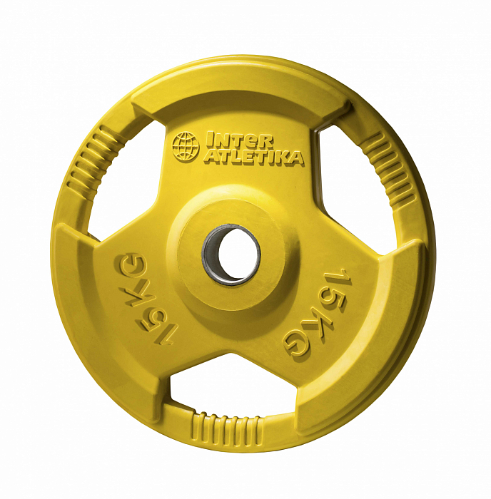 Weight plate Inter Atletika LCAH047-M (15 kg, yellow, with handles)